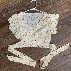 Wrap around crop blouse